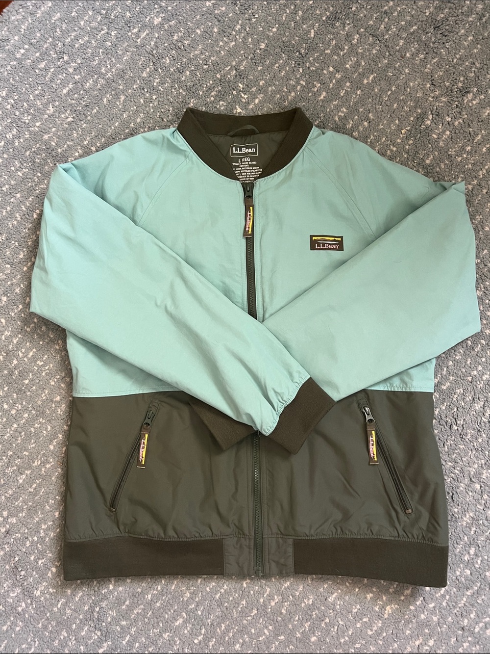 L.L. Bean 3 Season Bomber Jacket in Teal and Olive Green